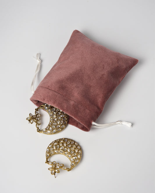 Onion Pink Velvet Drawstring Potli