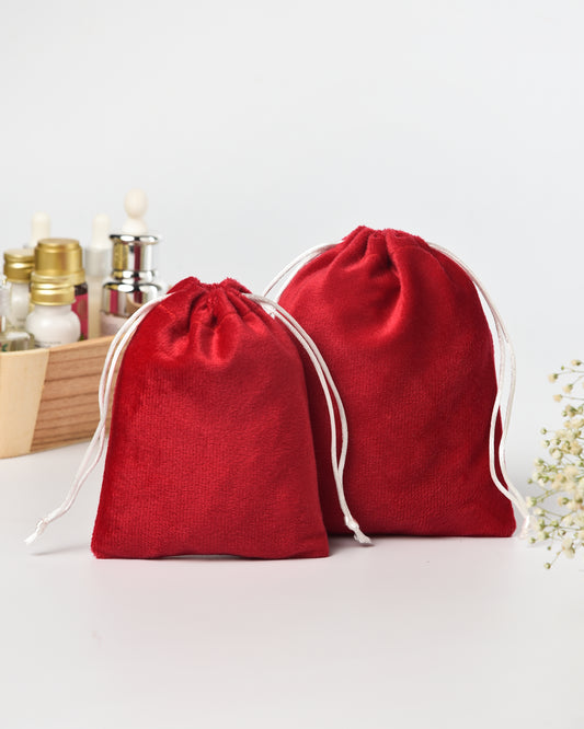 Red Velvet Drawstring Potli