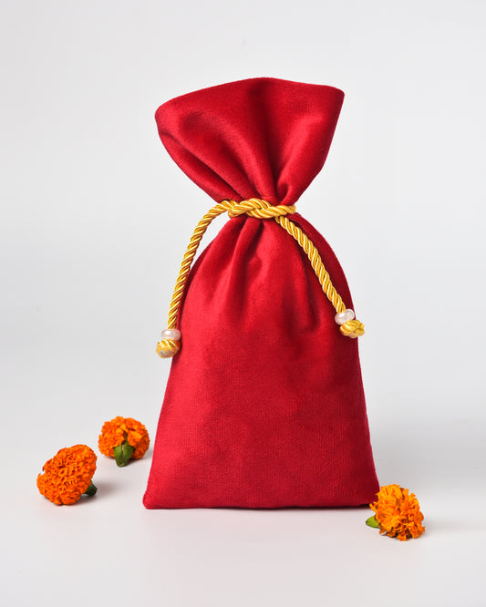 Red Fancy Drawstring Potli