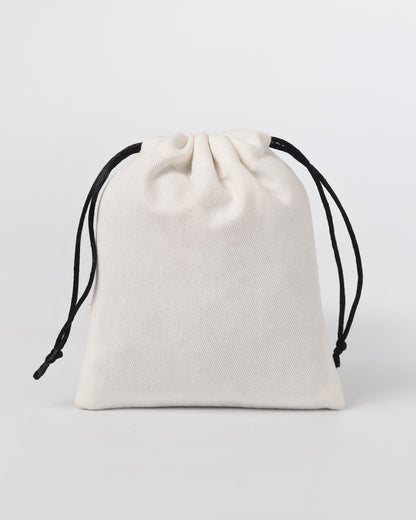 White cotton Twill Drawstring Potli