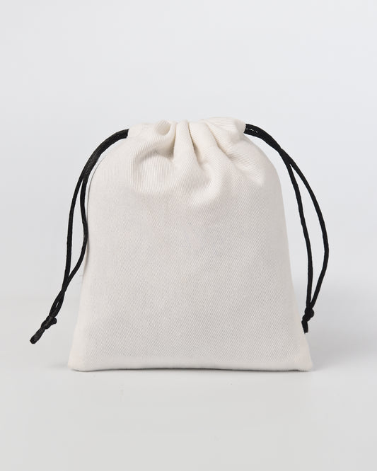 White cotton Twill Drawstring Potli