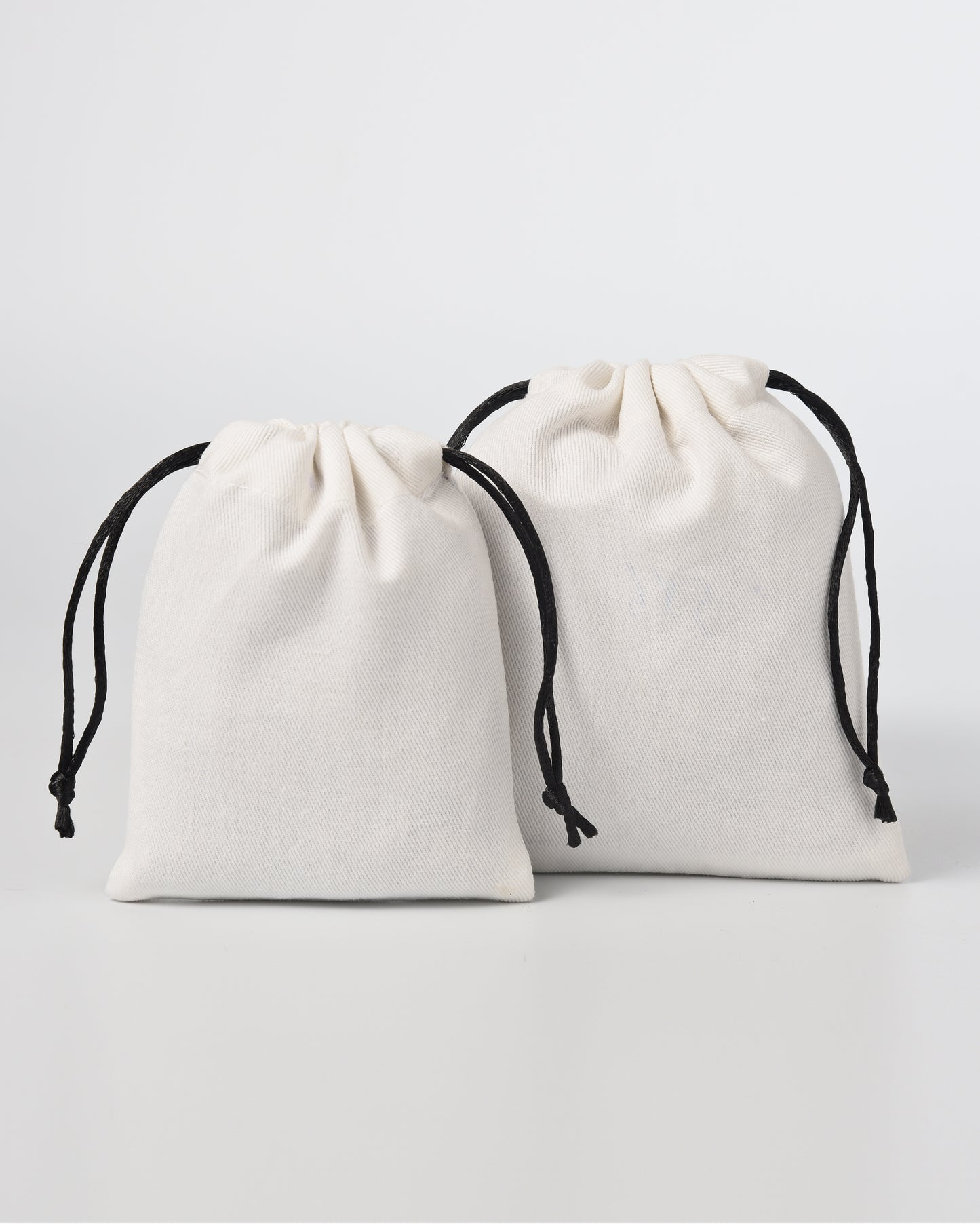 White cotton Twill Drawstring Potli