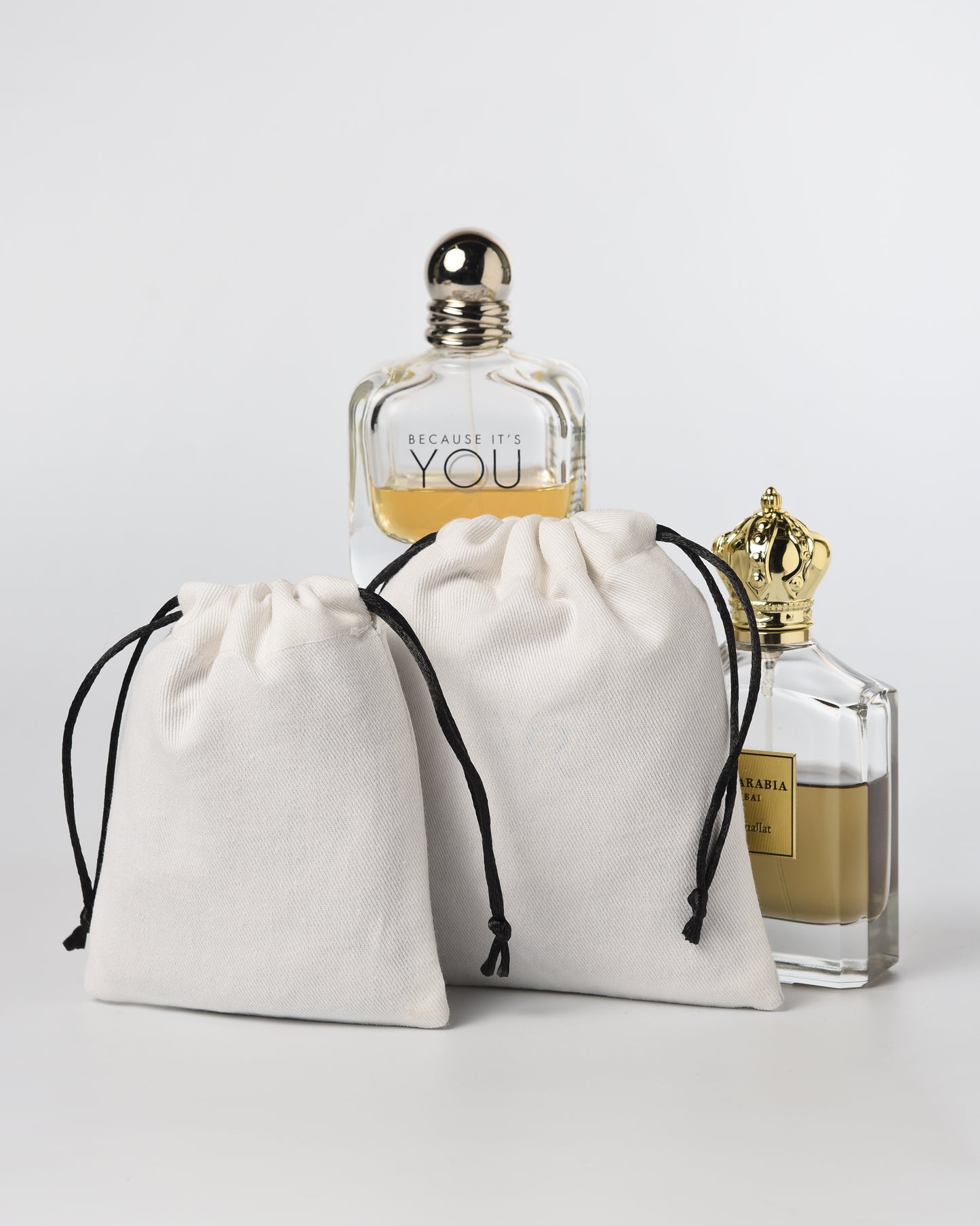 White cotton Twill Drawstring Potli