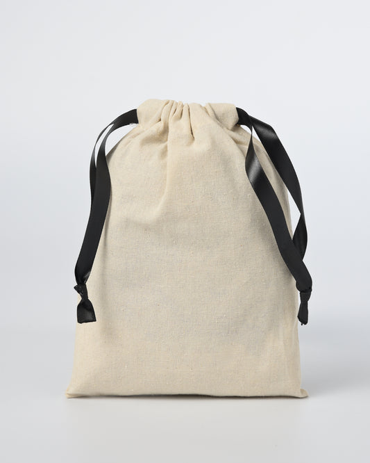 Cotton Drawstring Potli with Black ribbon