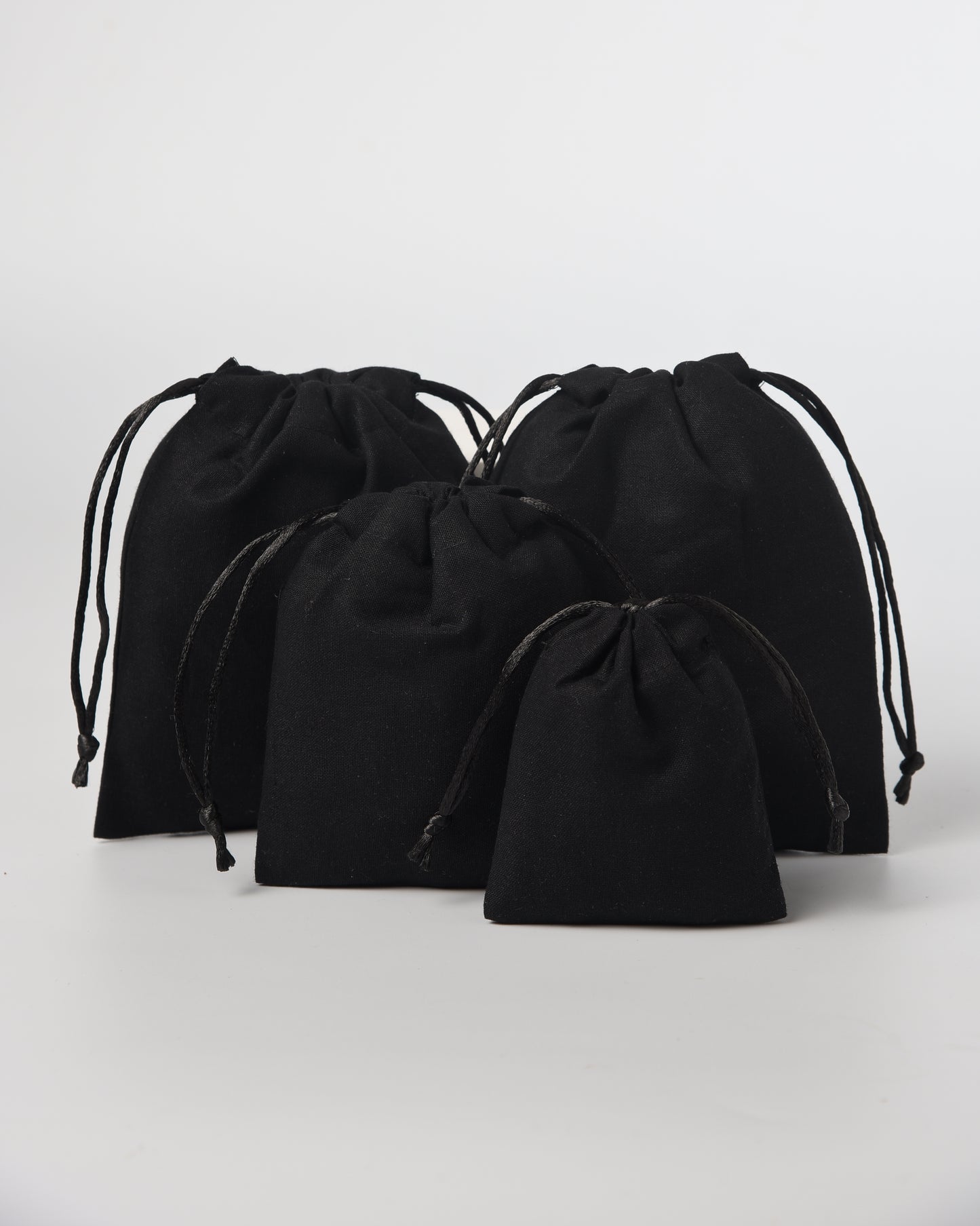 Black Cotton Drawstring Potli