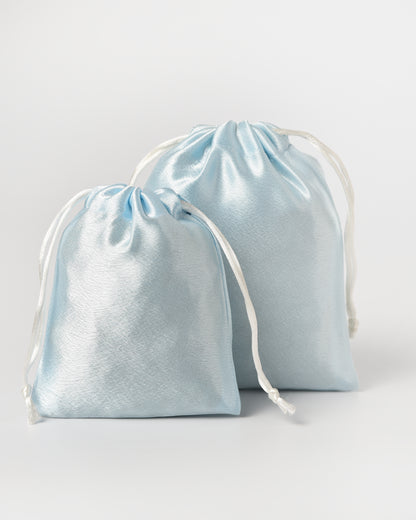 Light Blue Satin Drawstring Potli