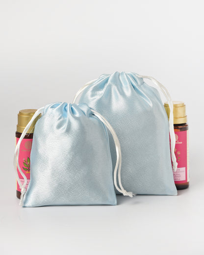 Light Blue Satin Drawstring Potli