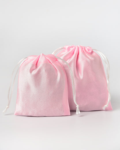 Light Pink Satin Drawstring Potli