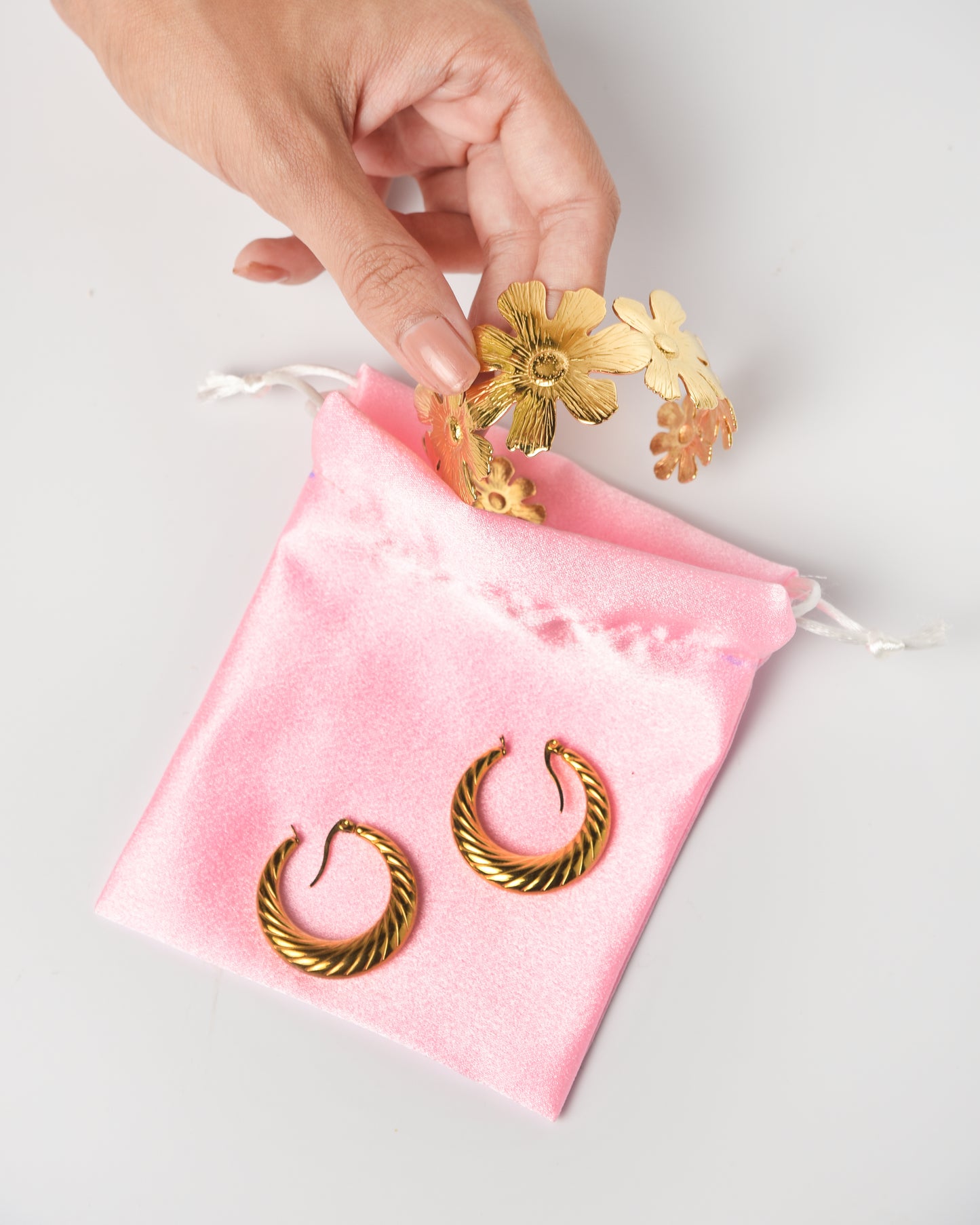 Light Pink Satin Drawstring Potli