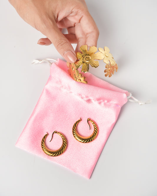 Light Pink Satin Drawstring Potli