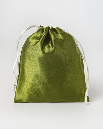 Green Satin Drawstring Potli