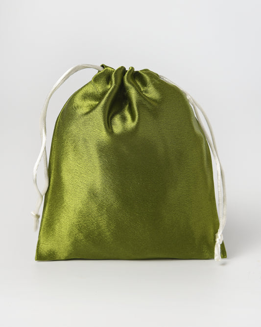 Green Satin Drawstring Potli