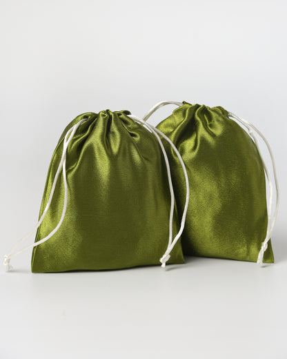 Green Satin Drawstring Potli