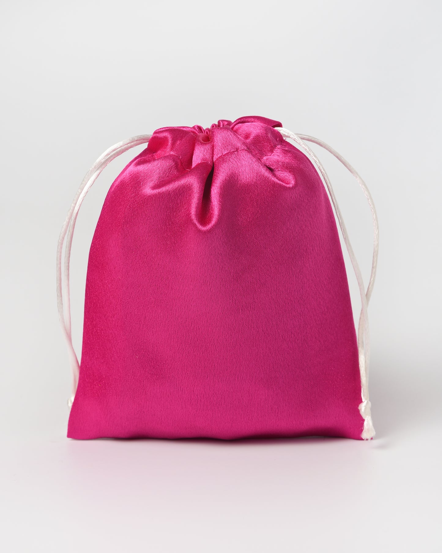 Fuchsia Pink Satin Drawstring Potli