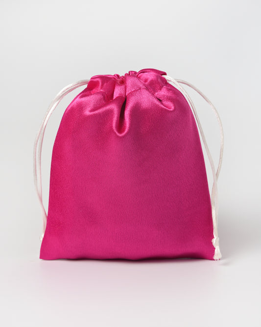 Fuchsia Pink Satin Drawstring Potli
