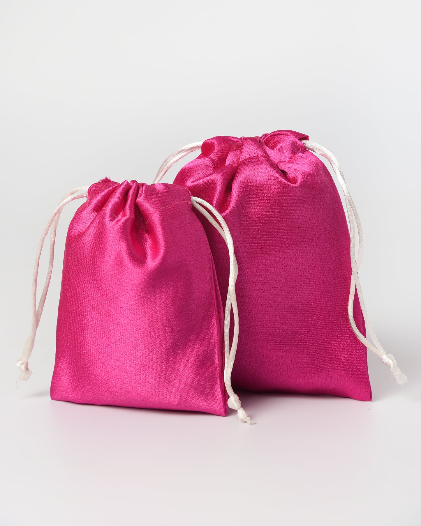 Fuchsia Pink Satin Drawstring Potli