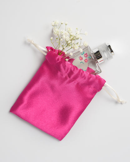 Fuchsia Pink Satin Drawstring Potli
