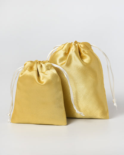 Golden Satin Drawstring Potli