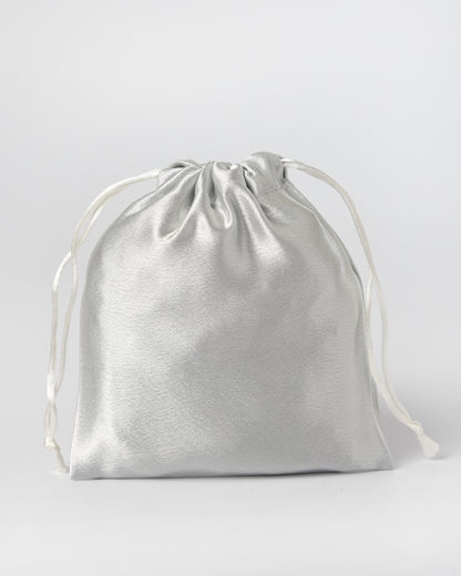 Grey Satin Drawstring Potli