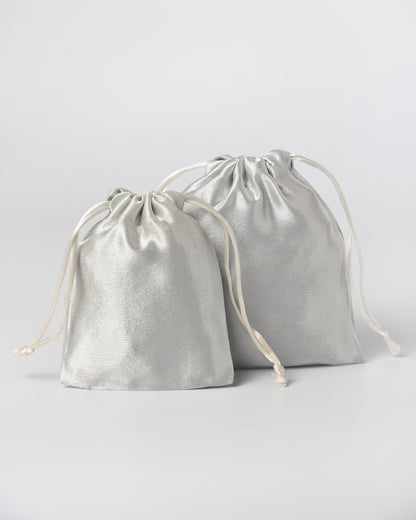 Grey Satin Drawstring Potli