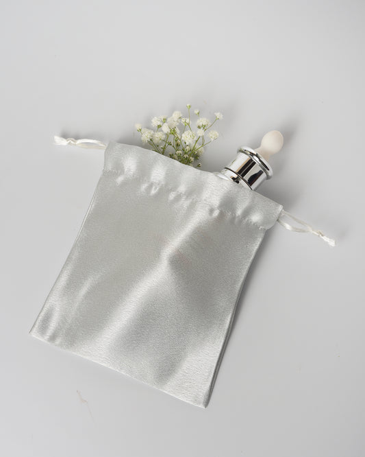 Grey Satin Drawstring Potli
