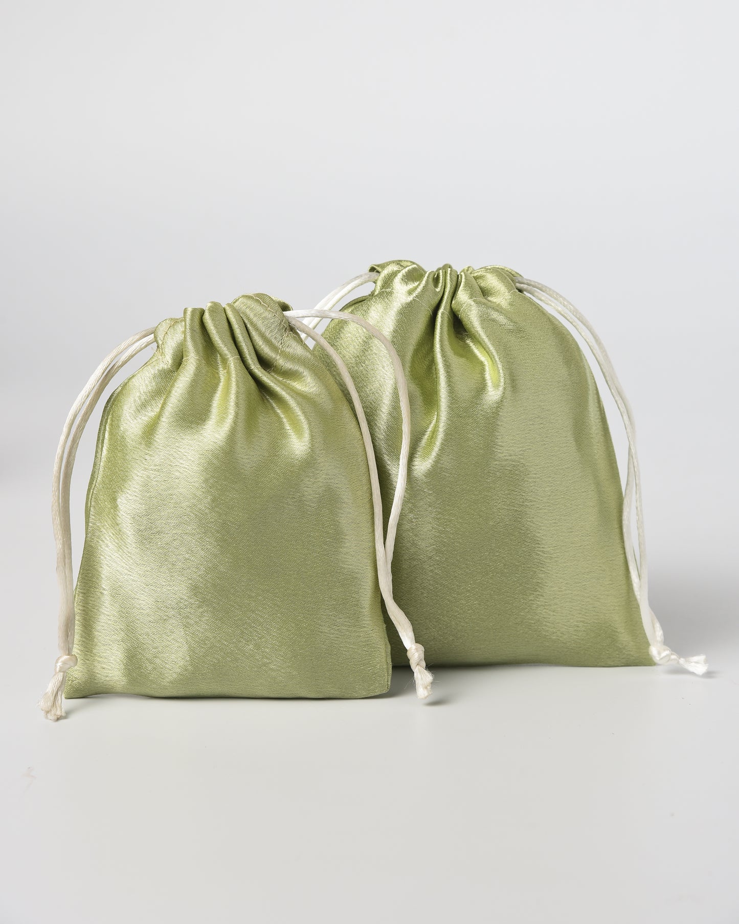 Light Green Satin Drawstring Potli