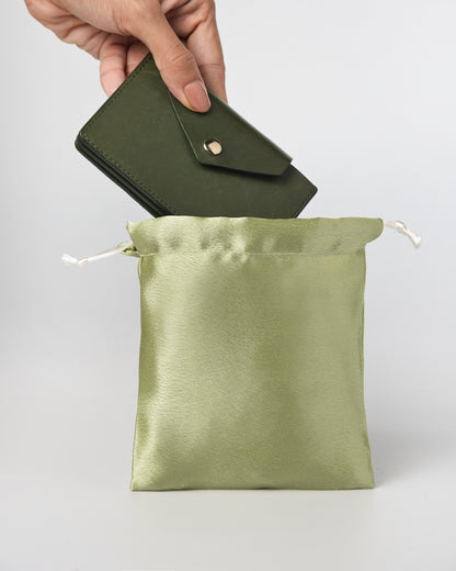 Light Green Satin Drawstring Potli