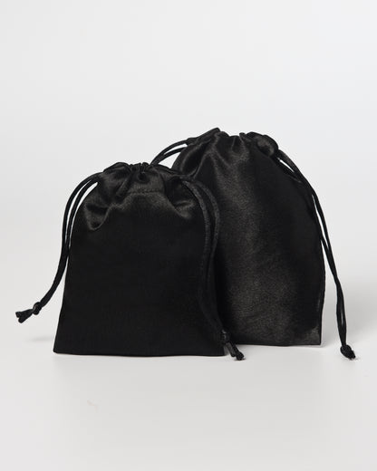 Black Satin Drawstring Potli
