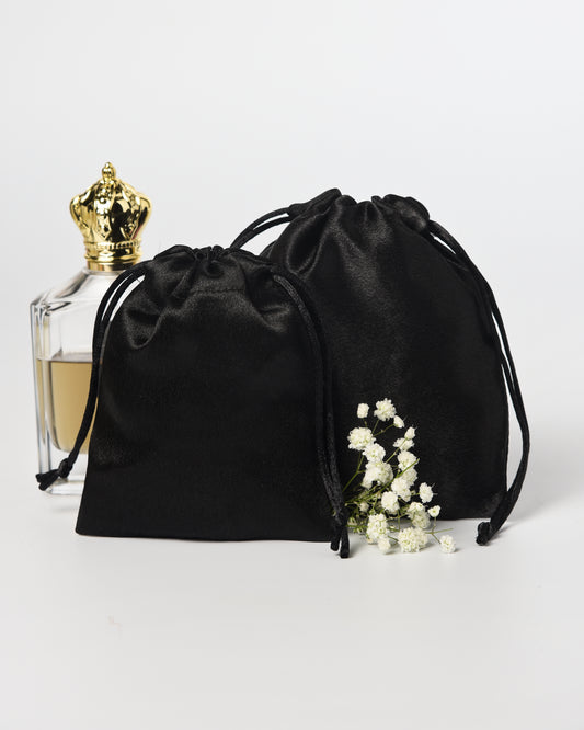 Black Satin Drawstring Potli