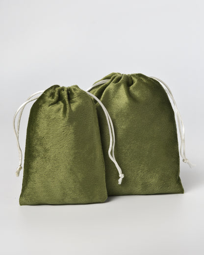 Green Velvet Drawstring Potli