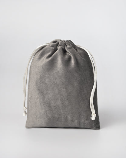 Grey Velvet Drawstring Potli