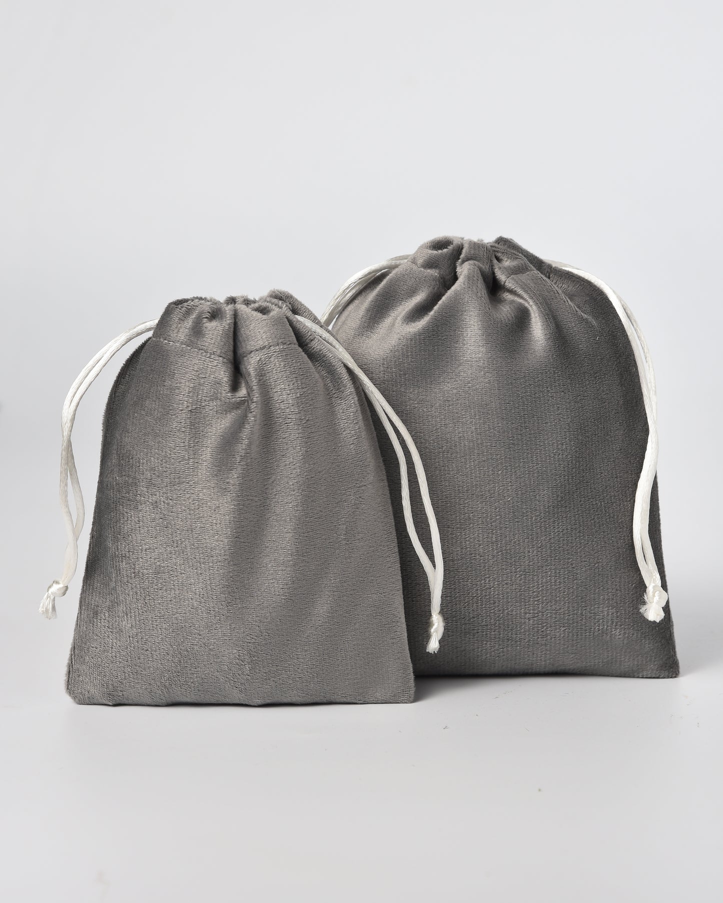 Grey Velvet Drawstring Potli