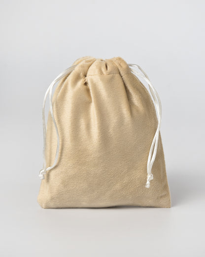 Beige Velvet Drawstring Potli