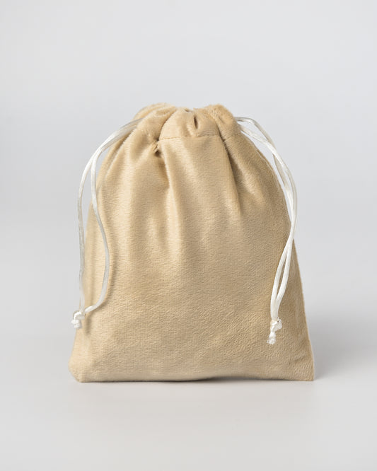 Beige Velvet Drawstring Potli