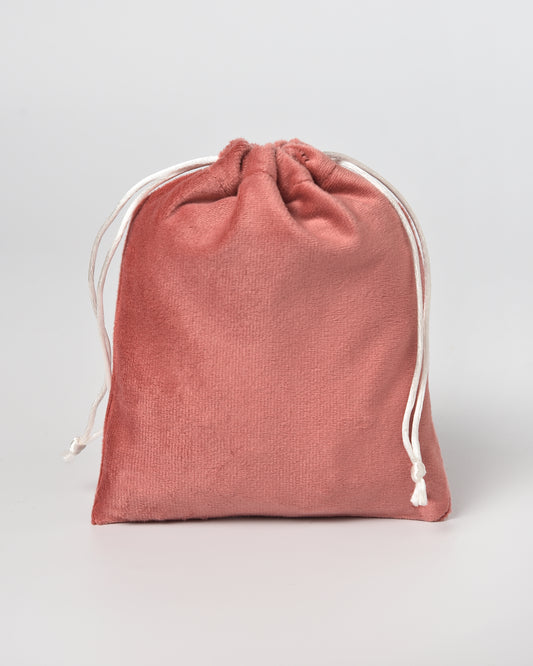 Coral Pink Velvet Drawstring Potli
