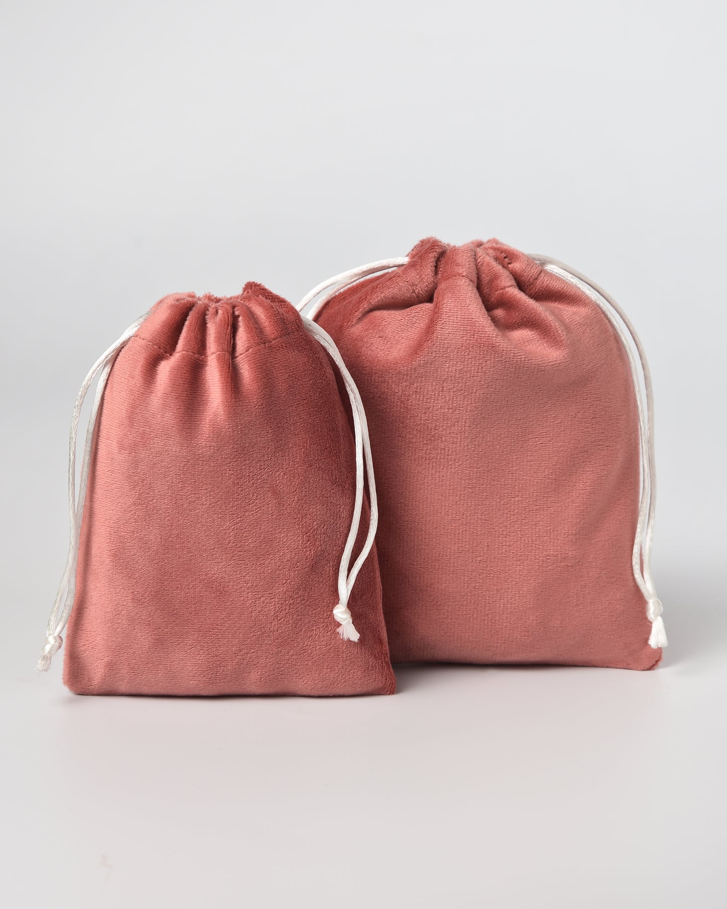 Coral Pink Velvet Drawstring Potli
