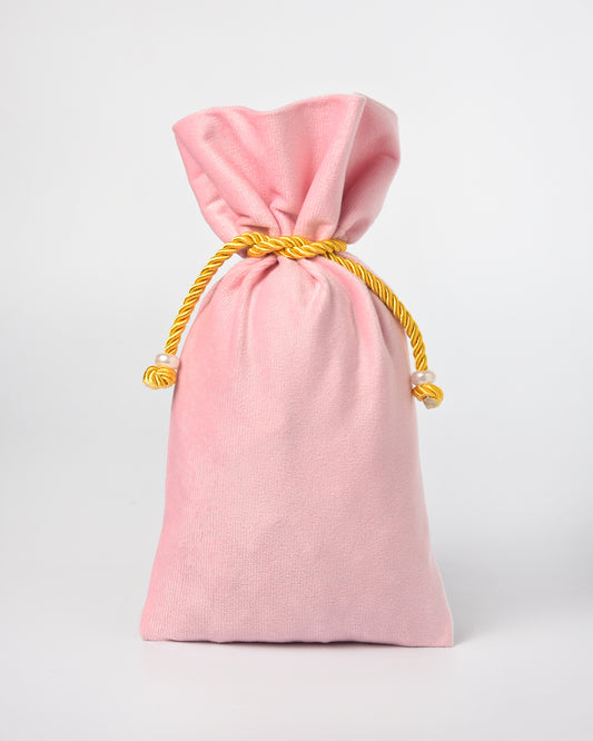 Light Pink Velvet Fancy Drawstring Potli