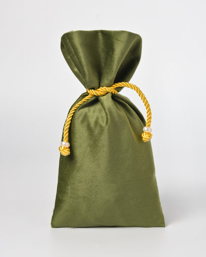 Green Velvet Fancy Drawstring Potli