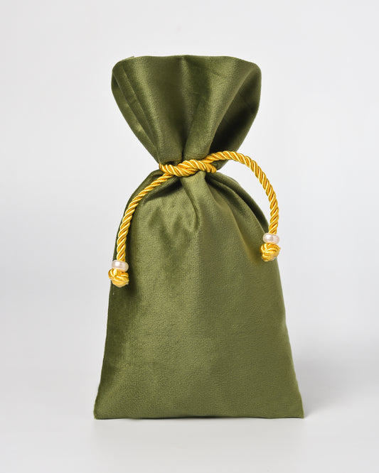 Green Velvet Fancy Drawstring Potli