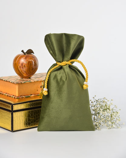 Green Velvet Fancy Drawstring Potli