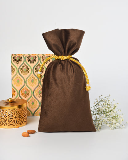 Brown Velvet Fancy Drawstring Potli