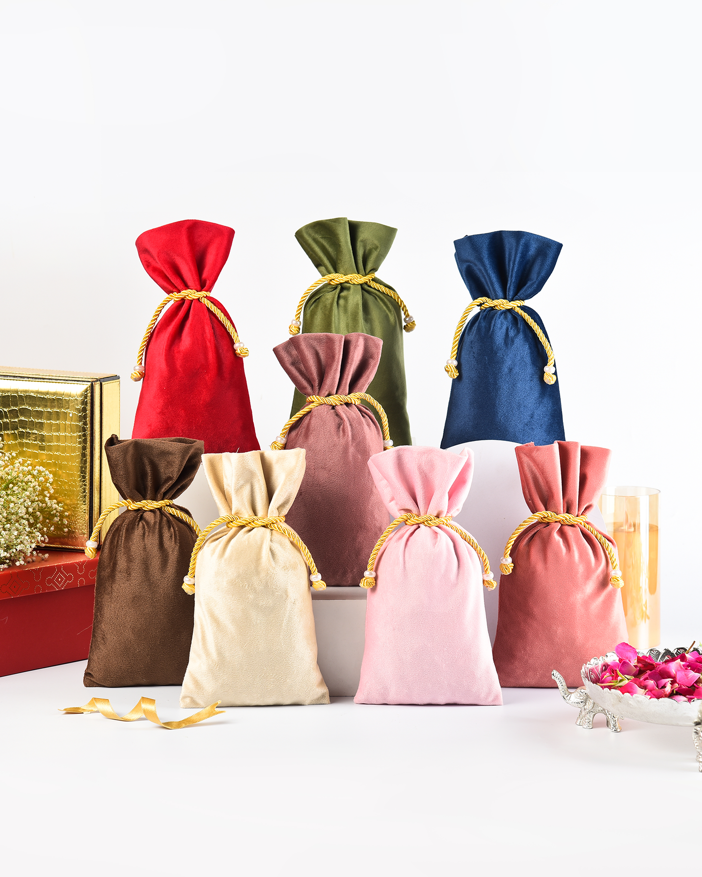 Green Velvet Fancy Drawstring Potli